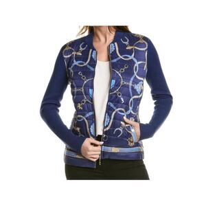J Mclaughlin Andi Jacket SZ LRG Fairfax Crest Puffer Zip Chain Equestrian